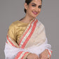 Rajwada White and Red Embroidered Organza Saree for Women