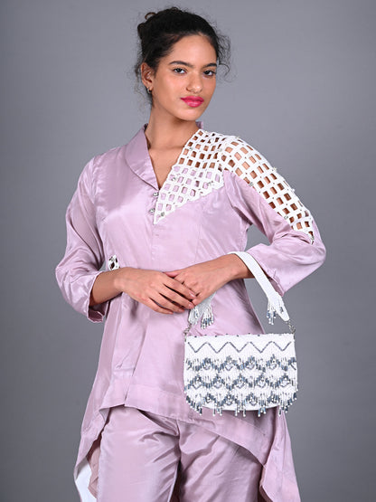 Rajwada White Embellished Clutch Bag For Women