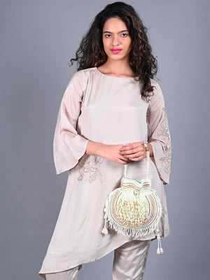 Rajwada Light Green Embroidered Potli Bag For Women
