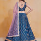 Rajwada Blue Silk Blend Embroidered Semi-Stitched Lehenga For Women