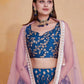 Rajwada Blue Silk Blend Embroidered Semi-Stitched Lehenga For Women