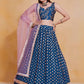 Rajwada Blue Silk Blend Embroidered Semi-Stitched Lehenga For Women