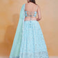 Rajwada Sky Blue Georgette Embroidered Semi-Stitched Lehenga For Women