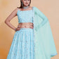 Rajwada Sky Blue Georgette Embroidered Semi-Stitched Lehenga For Women