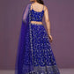 Rajwada Blue Georgette Embroidered Semi-Stitched Lehenga For Women
