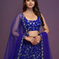Rajwada Blue Georgette Embroidered Semi-Stitched Lehenga For Women