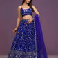 Rajwada Blue Georgette Embroidered Semi-Stitched Lehenga For Women