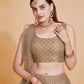 Rajwada Brown Net Embroidered Semi-Stitched Lehenga For Women
