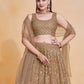 Rajwada Brown Net Embroidered Semi-Stitched Lehenga For Women