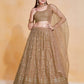 Rajwada Brown Net Embroidered Semi-Stitched Lehenga For Women