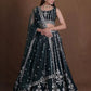 Rajwada Dark Green Georgette Embroidered Semi-Stitched Lehenga For Women