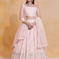 Rajwada Light Pink Georgette Embroidered Semi-Stitched Lehenga For Women