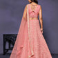 Rajwada Peach Silk Blend Embroidered Semi-Stitched Lehenga For Women