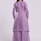 Rajwada Purple Organza Embroidered Stitched Kurta Set For Women