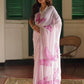 Rajwada Pink Organza Printed Saree With Unstitched Blouse For Women