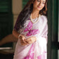 Rajwada Pink Organza Printed Saree With Unstitched Blouse For Women