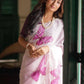 Rajwada Pink Organza Printed Saree With Unstitched Blouse For Women