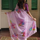 Rajwada Pink Organza Printed Saree With Unstitched Blouse For Women