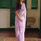 Rajwada Pink Organza Printed Saree With Unstitched Blouse For Women