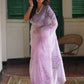 Rajwada Lavender Organza Printed With unstitched Blouse For Women
