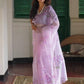 Rajwada Lavender Organza Printed With unstitched Blouse For Women