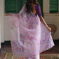 Rajwada Lavender Organza Printed With unstitched Blouse For Women