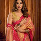 Rajwada Red and Mauve Silk Blend Woven Saree For Women