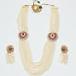 Rajwada White And Pink Alloy Beaded Pearl Jewellery Set For Women