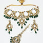 Rajwada Green And Golden Alloy Beaded Pearl And Kundan Jewellery Set For Women