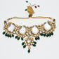 Rajwada Green And Golden Alloy Beaded Pearl And Kundan Jewellery Set For Women