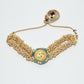 Rajwada Off White And Blue Alloy Beaded Pearl Jewellery Set For Women