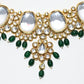 Rajwada Green And Golden Alloy Beaded Pearl And Kundan Jewellery Set For Women