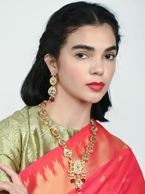 Rajwada Golden Alloy Kundan Jewellery Set For Women