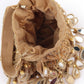 Rajwada Beige Suede Embellished Potli For Women