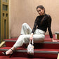 Rajwada White Suede Embellished Potli For Women