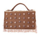Rajwada Brown Suede Embellished Hand Bag For Women