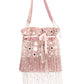 Rajwada Dusty Pink Velvet Embellished Potli For Women