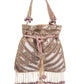 Rajwada Beige Suede Embellished Potli For Women