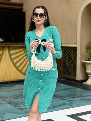 Rajwada Off White Suede Embellished Hand Bag For Women