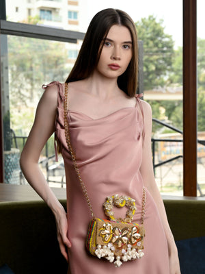 Rajwada Multicolour Velvet Embellished Clutch For Women
