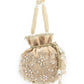 Rajwada Beige Velvet Embellished Potli For Women