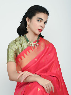Rajwada Green And Golden Alloy Beaded Pearl Jewellery Set For Women