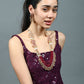 Rajwada Maroon & White Alloy Embellished Jewellery Set For Women
