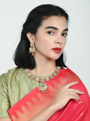 Rajwada Multicolor Alloy Kundan And Stone Jewellery Set For Women