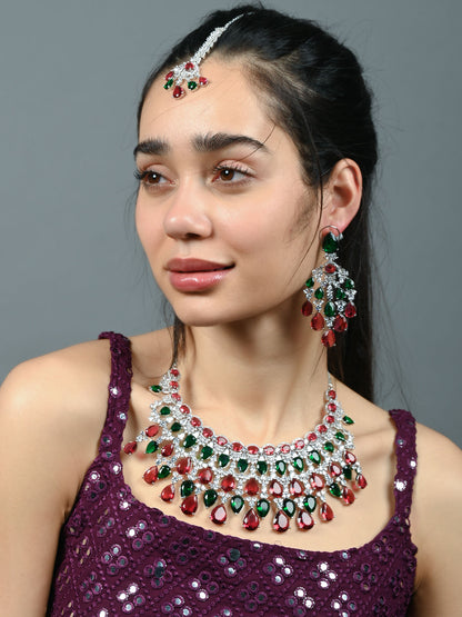 Rajwada Multicolour Alloy Embellished Jewellery Set For Women