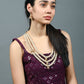Rajwada Off White & Golden Alloy Embellished Jewellery Set For Women