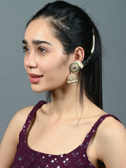 Rajwada Green & White Embellished Alloy Earrings For Women