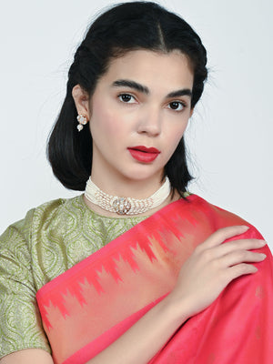 Rajwada White Alloy Pearl Jewellery Set For Women