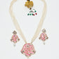 Rajwada White And Pink Alloy Beaded Pearl Jewellery Set For Women