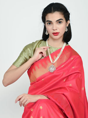 Rajwada White Alloy Beaded Pearl Jewellery Set For Women